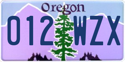 OR license plate 012WZX