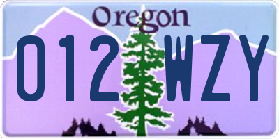 OR license plate 012WZY