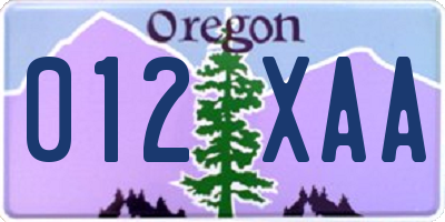 OR license plate 012XAA