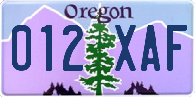OR license plate 012XAF