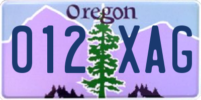 OR license plate 012XAG