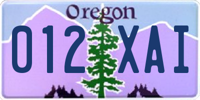 OR license plate 012XAI