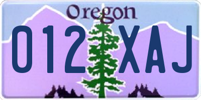OR license plate 012XAJ