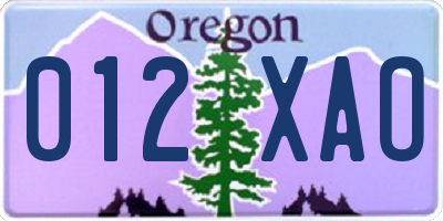 OR license plate 012XAO
