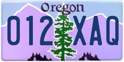 OR license plate 012XAQ