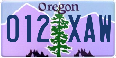 OR license plate 012XAW