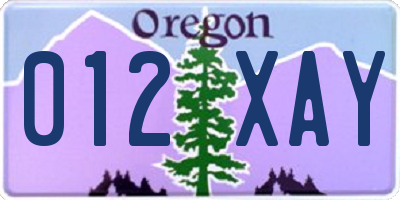 OR license plate 012XAY