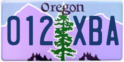 OR license plate 012XBA