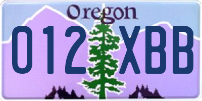 OR license plate 012XBB