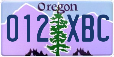 OR license plate 012XBC