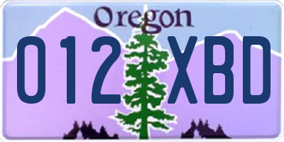 OR license plate 012XBD
