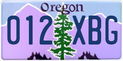 OR license plate 012XBG