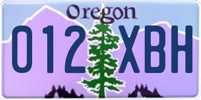 OR license plate 012XBH