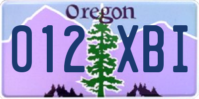 OR license plate 012XBI