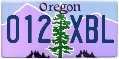 OR license plate 012XBL