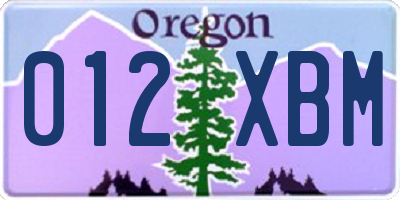 OR license plate 012XBM
