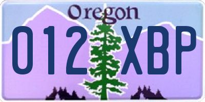 OR license plate 012XBP