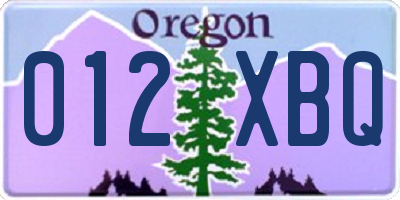OR license plate 012XBQ