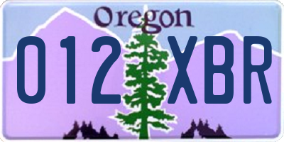OR license plate 012XBR