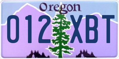 OR license plate 012XBT