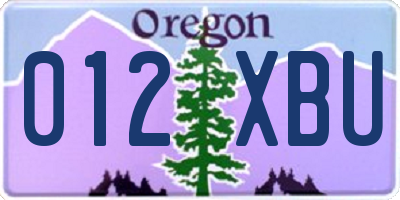 OR license plate 012XBU