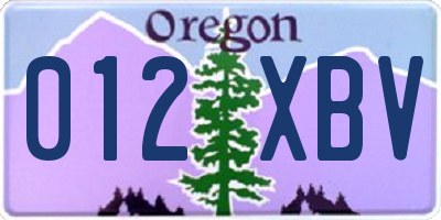 OR license plate 012XBV