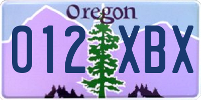 OR license plate 012XBX