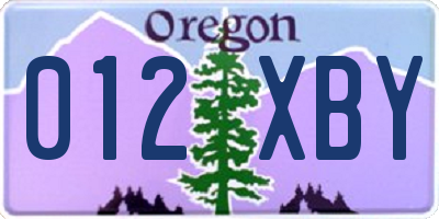 OR license plate 012XBY