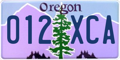 OR license plate 012XCA