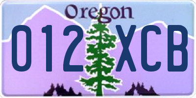 OR license plate 012XCB