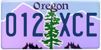 OR license plate 012XCE