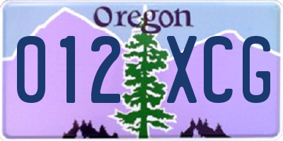 OR license plate 012XCG