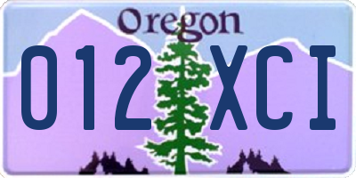 OR license plate 012XCI