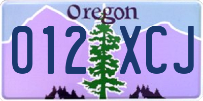 OR license plate 012XCJ
