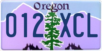 OR license plate 012XCL