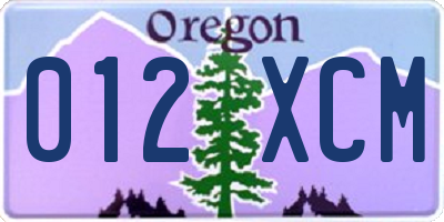 OR license plate 012XCM