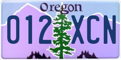 OR license plate 012XCN