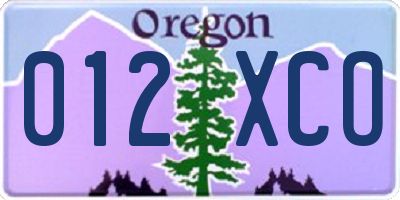 OR license plate 012XCO