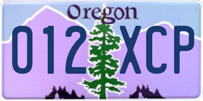 OR license plate 012XCP