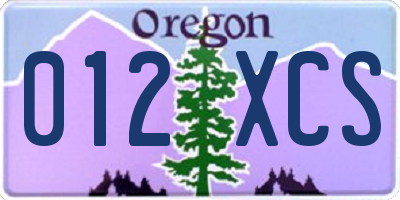 OR license plate 012XCS