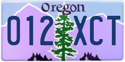 OR license plate 012XCT
