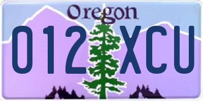OR license plate 012XCU