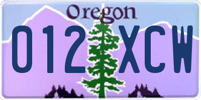 OR license plate 012XCW