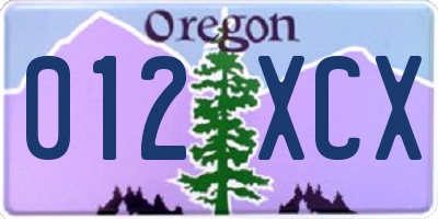 OR license plate 012XCX