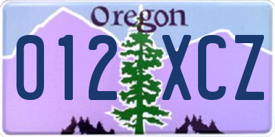 OR license plate 012XCZ