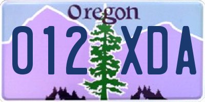 OR license plate 012XDA