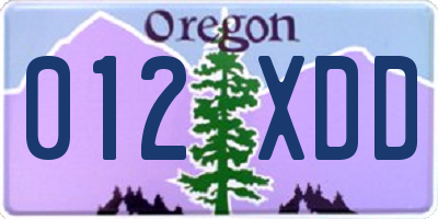 OR license plate 012XDD