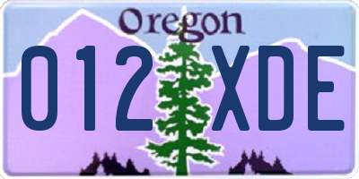 OR license plate 012XDE