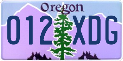 OR license plate 012XDG