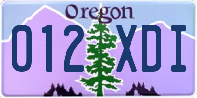OR license plate 012XDI